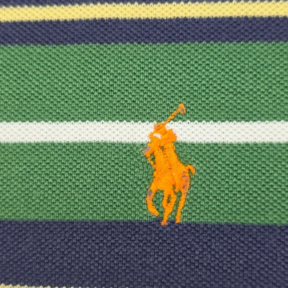 Polo Ralph Lauren Mens 3XLT Tall Striped Polo Shirt Green Pique Short Sleeve